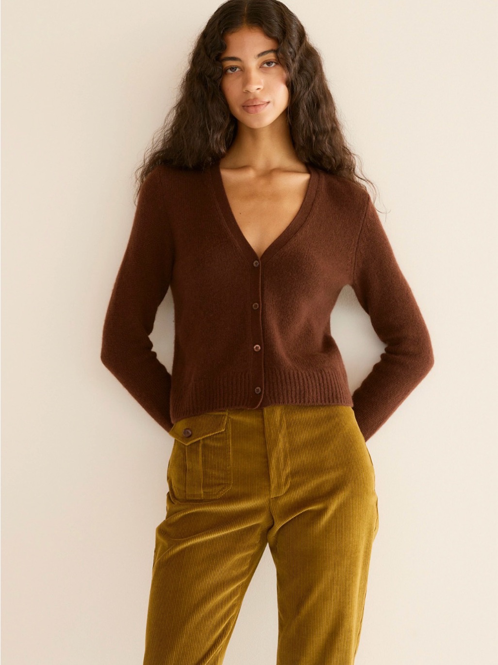 Doen Cameron Cashmere Cardigan - Dark Umber